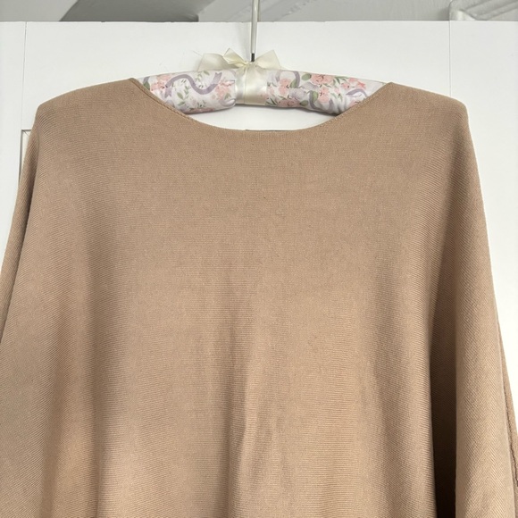 The Row Cropped Camel Tan Dolman Sleeve Boatneck Sweater Knit Top - Picture 3 of 16